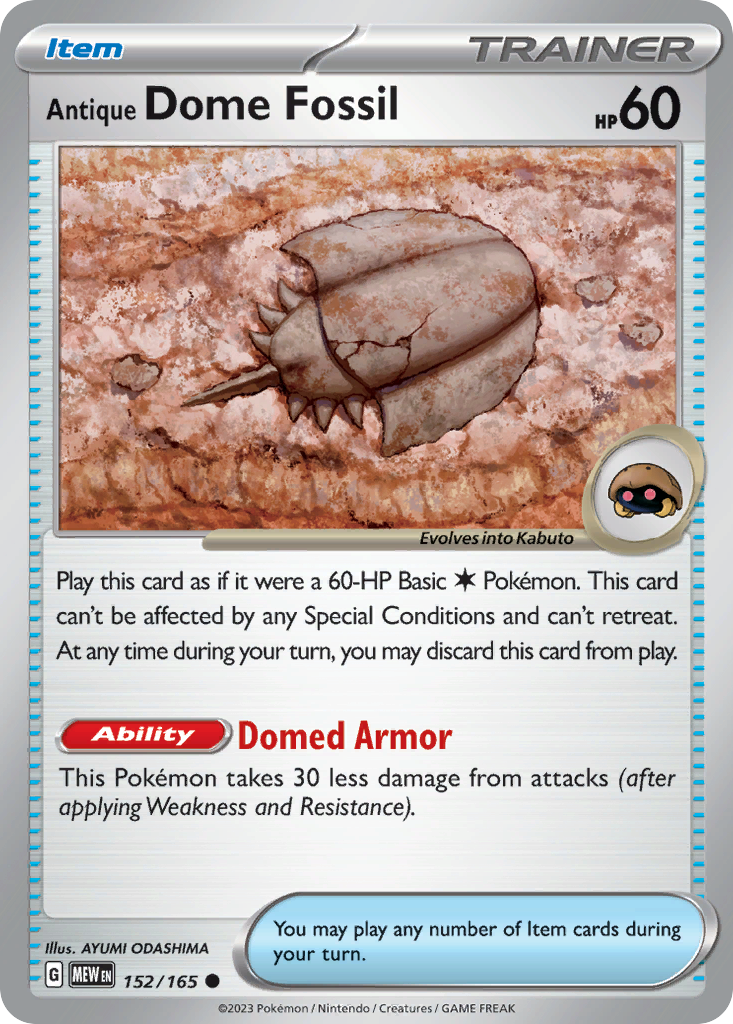 fossil pokemon card set 151 Antique Dome #152/165 – Command Tower (The Princess No Product Type this bundle delivers a Certificate Number:127744061