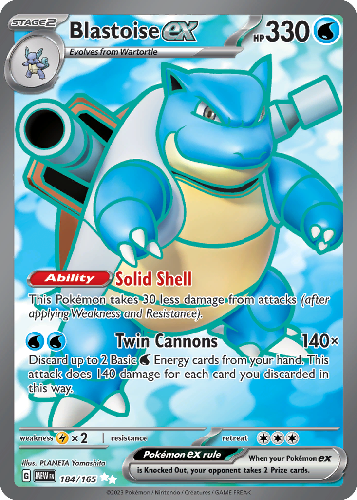 151 Set Blastoise EX #184/165
