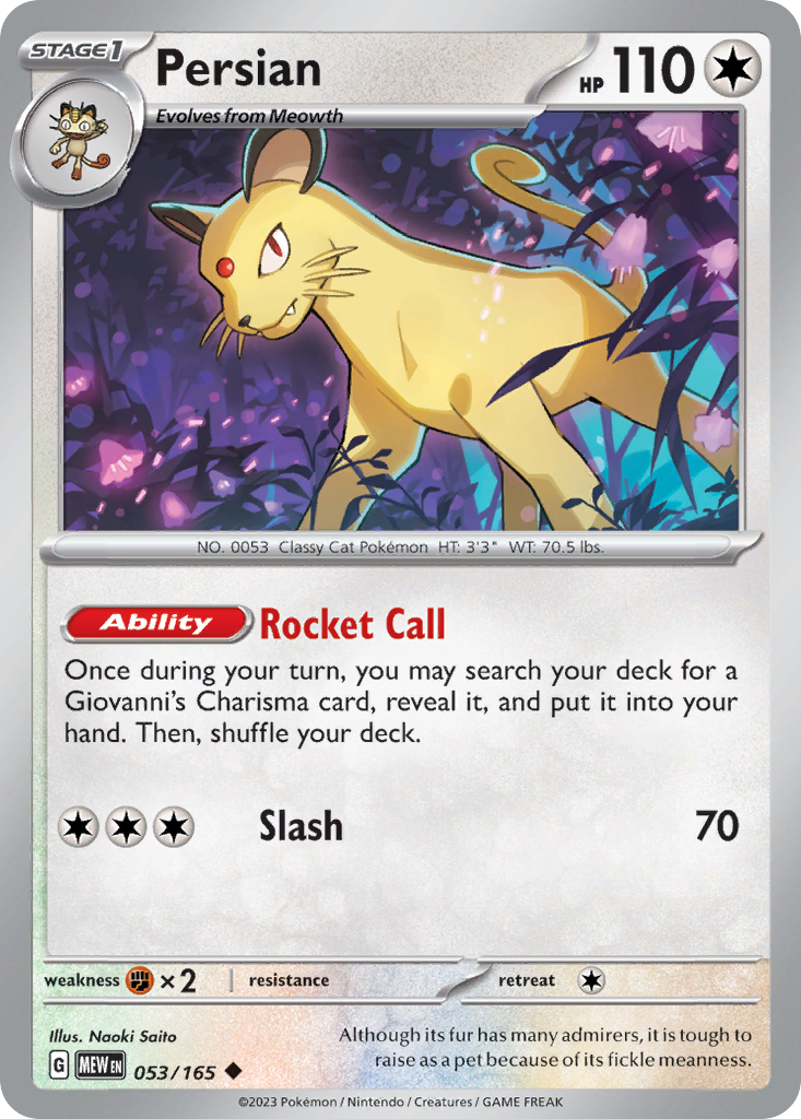#53 persian pokemon card 151 Set #53/165 – o:protection · Scryfall Magic: Print Run:Second Print Starter Deck EX