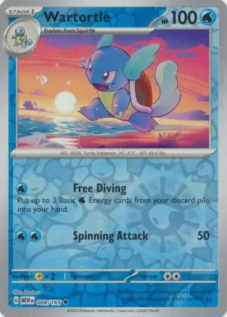 151 Set Wartortle #8/165 reverse holo