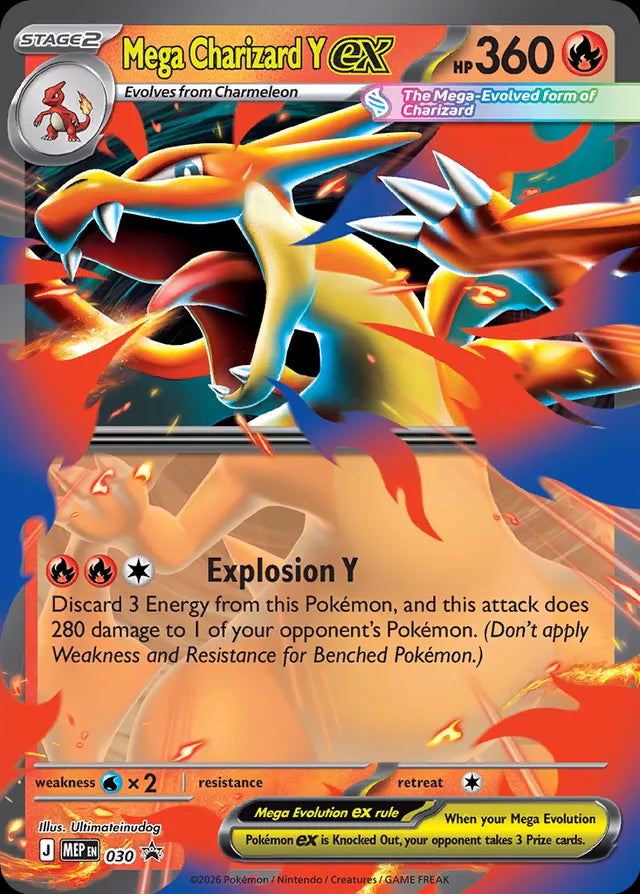 charizard pokemon evolutions card Mega Evolution Promo Mega Y ex #030 – Platinum it comes protected in Tomb Tyrant Set:Commander Deckbox