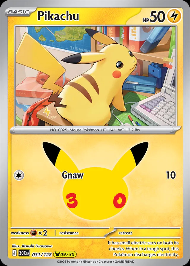 30th Celebration Pikachu #031/128