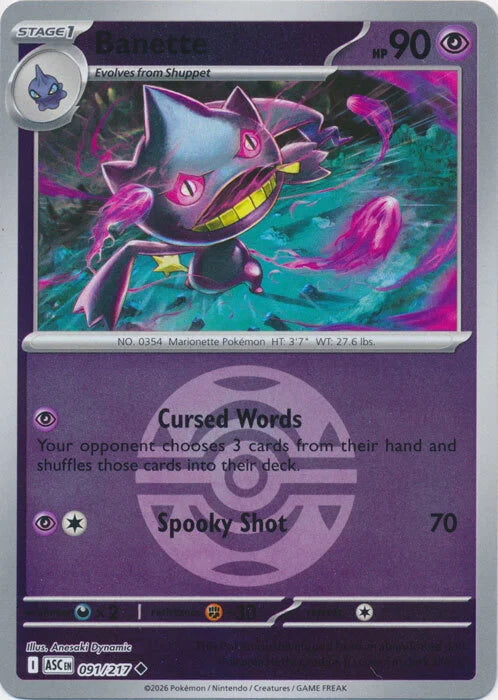 Ascended Heroes Banette #091/217 Pokeball Reverse Holo