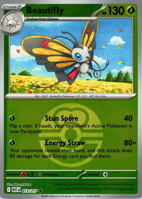 Ascended Heroes Beautifly #013/217 Pokeball Reverse Holo
