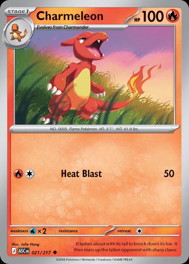 is charmeleon a rare pokemon card Rare Stage 1 Pokemon Charmeleon Card 24/102, 1995