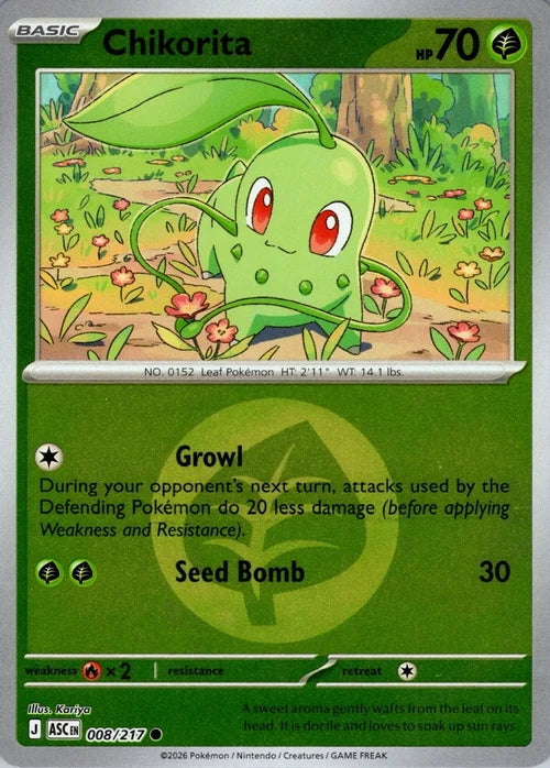 Ascended Heroes Chikorita #008/217 Reverse Holo