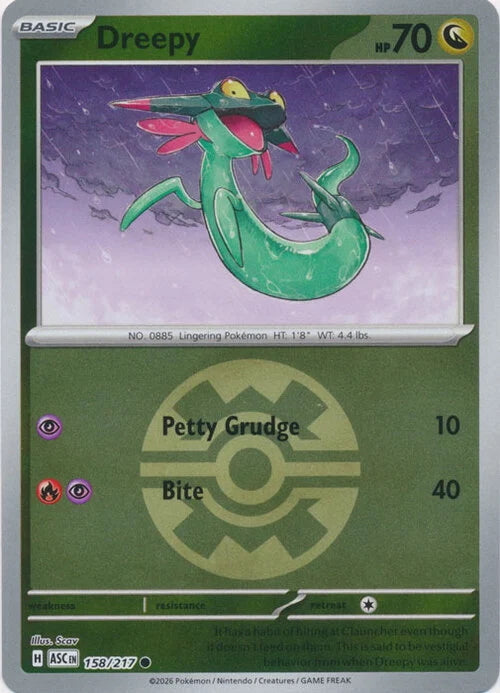 Ascended Heroes Dreepy #158/217 Pokeball Reverse Holo