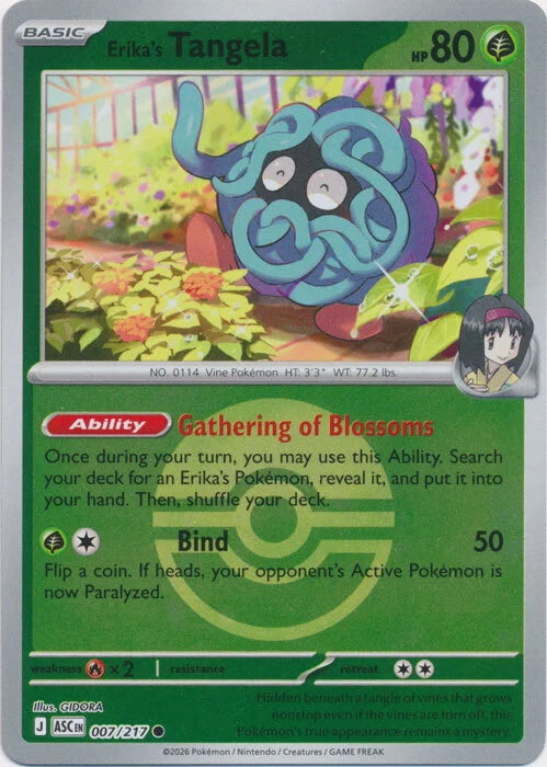 Ascended Heroes Erika’s Tangela #007/217 Pokeball Reverse Holo