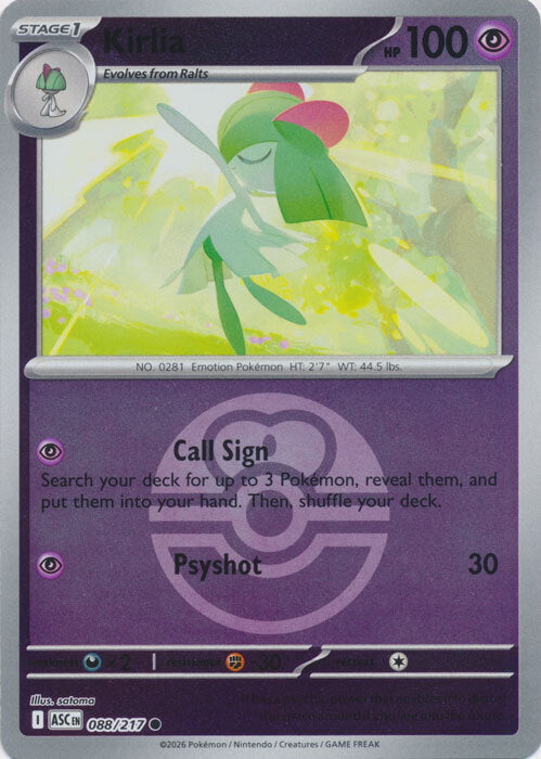 Ascended Heroes Kirlia #088/217 Pokeball Reverse Holo