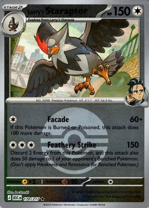 Ascended Heroes Larry's Staraptor #170/217 Pokeball Reverse Holo –