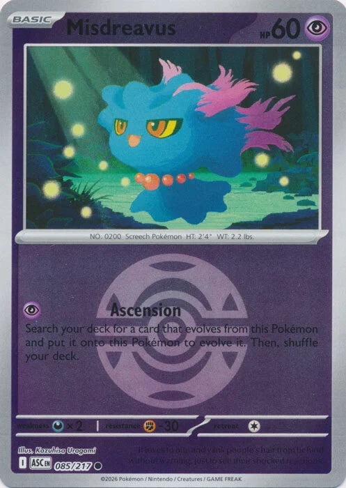 Ascended Heroes Misdreavus #085/217 Pokeball Reverse Holo