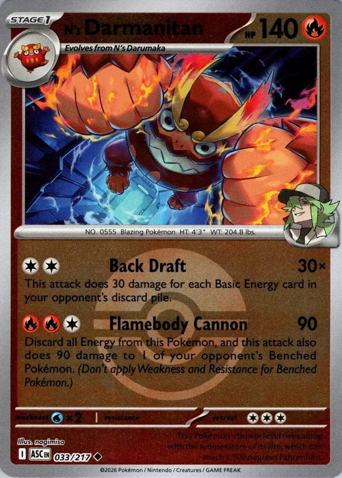 Ascended Heroes N’s Darmanitan #033/217 Pokeball Reverse Holo