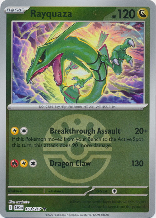Ascended Heroes Rayquaza #153/217 Pokeball Reverse Holo