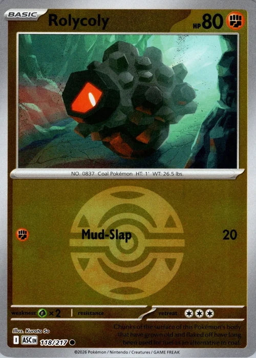 Ascended Heroes Rolycoly #118/217 Pokeball Reverse Holo