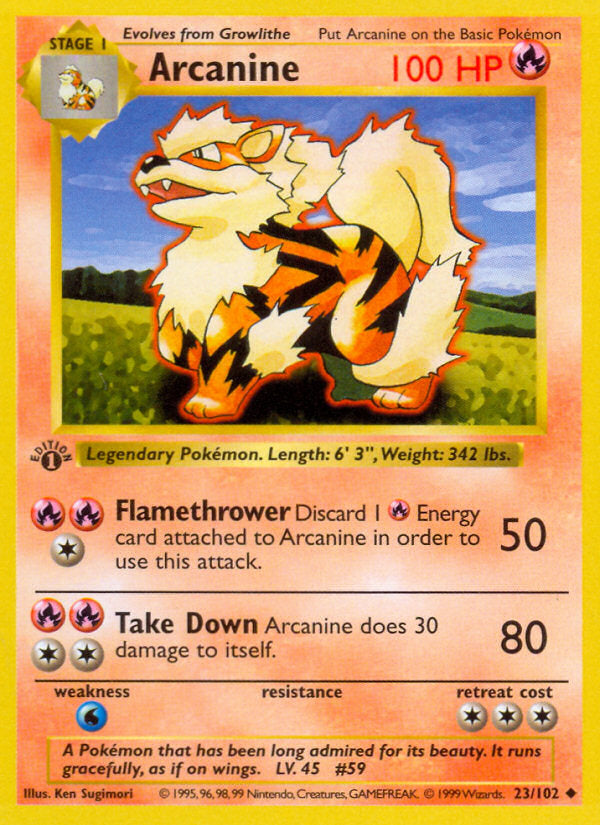 Base set Arcanine #23/102 first edition