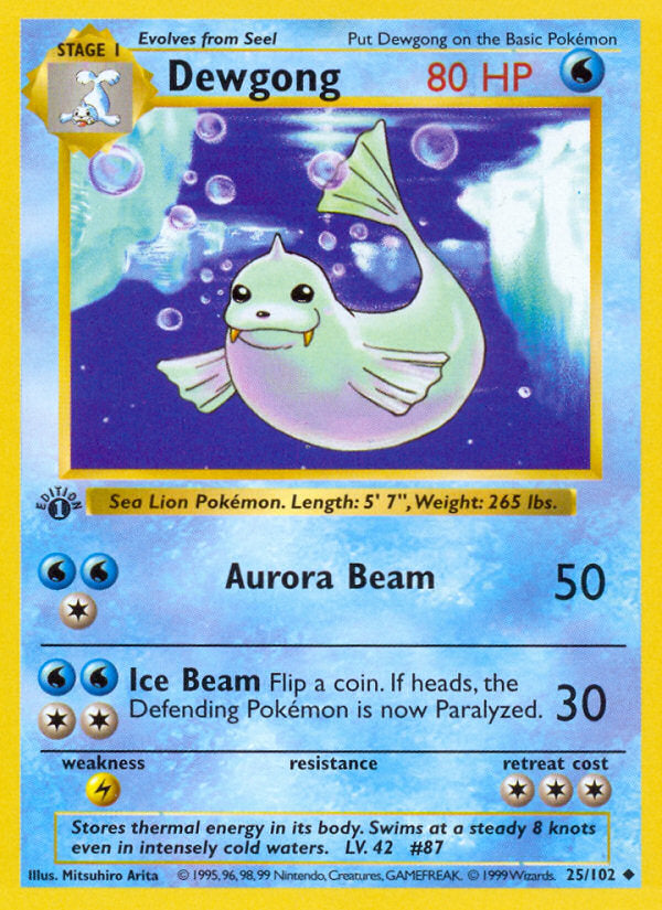 Base set Dewgong #25/102 first edition
