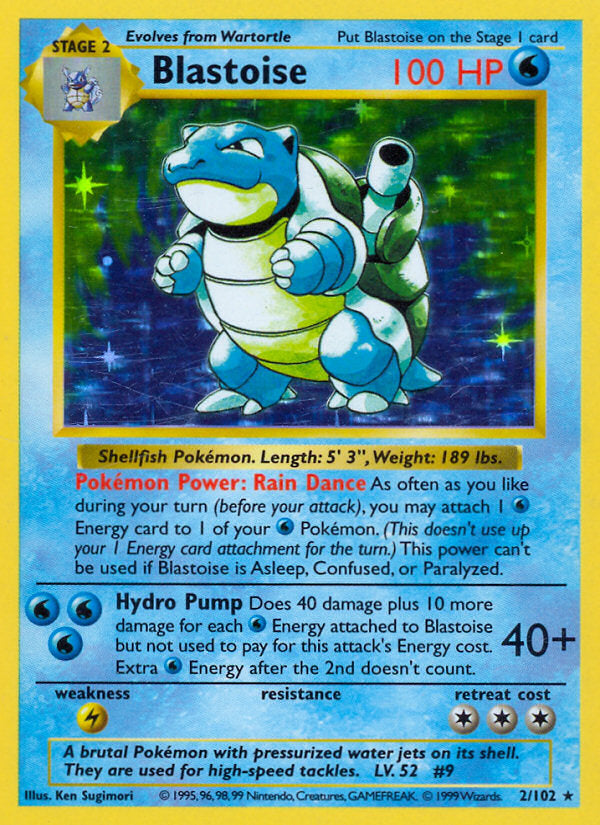 Base set Holo Blastoise #2/102 shadowless