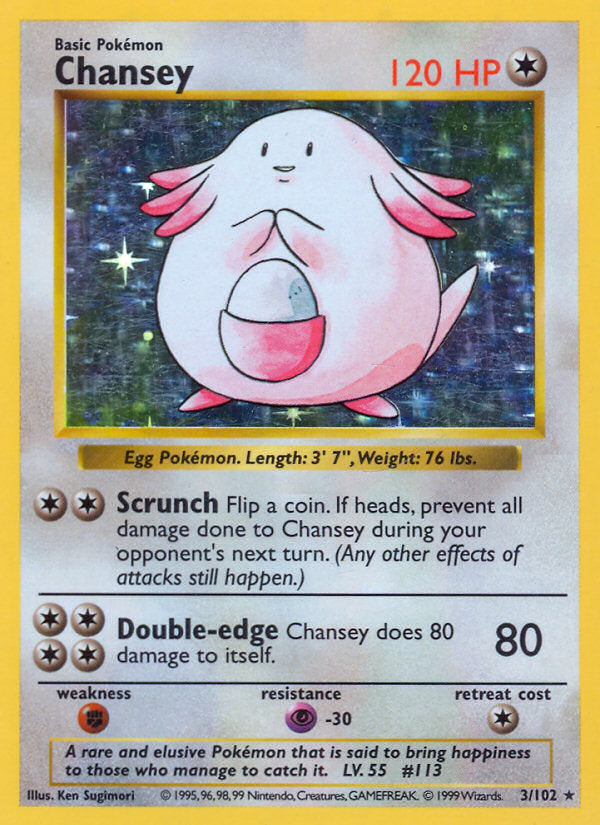 Base set Holo Chansey #3/102 shadowless