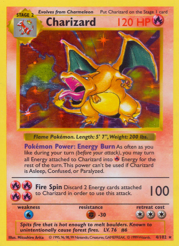 Base set Holo Charizard #4/102 shadowless