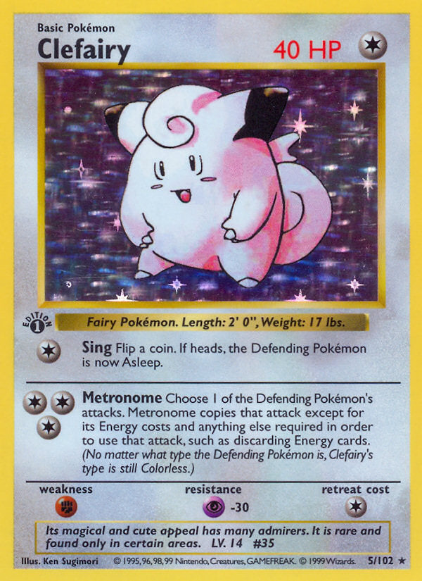 【英語版】ピッピClefairy Pokemon Base Set 5/102 Base set Holo Clefairy #5/102 first edition – Kaartenverzamelen.nl