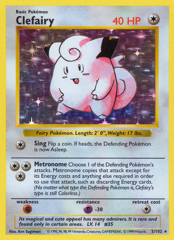 Base set Holo Clefairy #5/102 shadowless