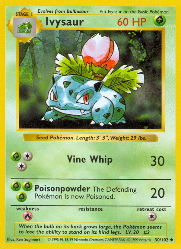 Base set Ivysaur #30/102 shadowless