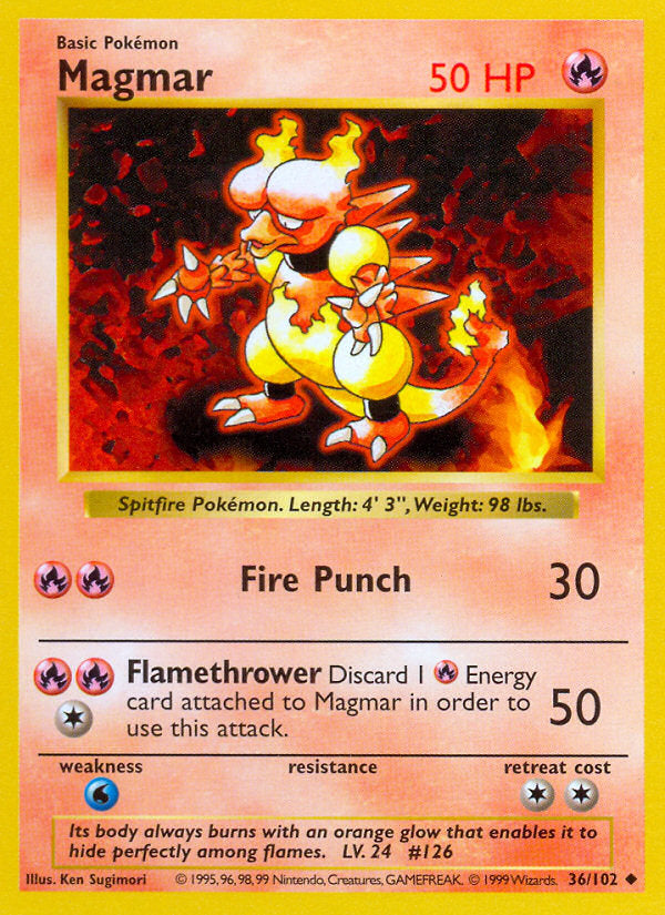 Base set Magmar #36/102 shadowless
