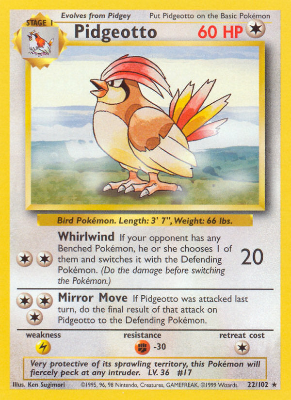 Base set Pidgeotto #22/102 unlimited