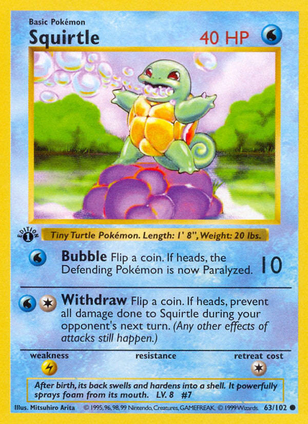 Base set Squirtle #63/102 first edition