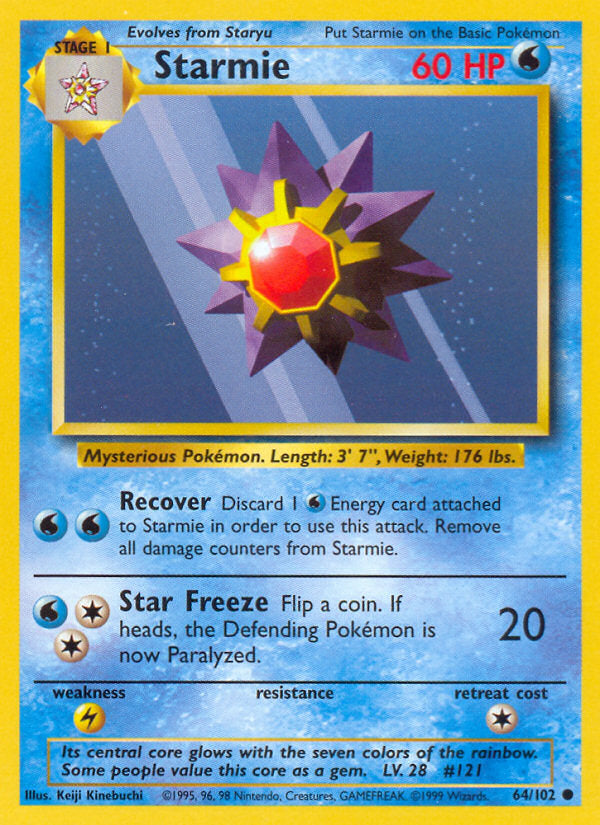 Base set Starmie #64/102 unlimited