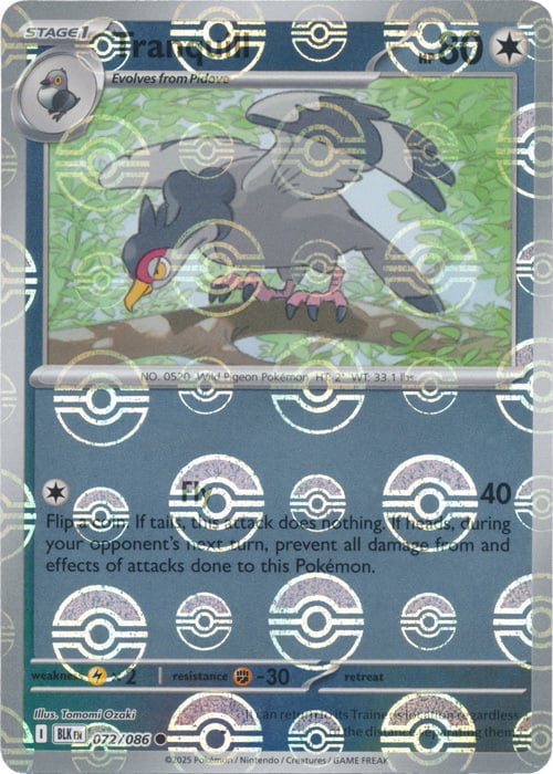 Black Bolt Tranquill #72/86 Pokeball Holo