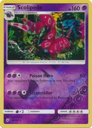 Burning Shadows Scolipede #58/147 reverse holo