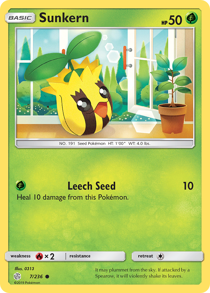 sun seed pokemon card Cosmic Eclipse Sunkern #7/236 – Sun Seed 025/032 Pokemon TCG