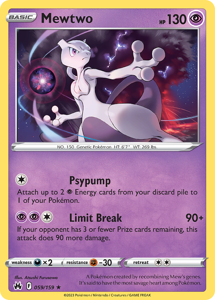 Crown Zenith Holo Mewtwo #59/159