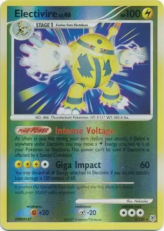 pokemon electivire card Diamond & Pearl Electivire #3/130 reverse holo – Kaartenverzamelen.nl