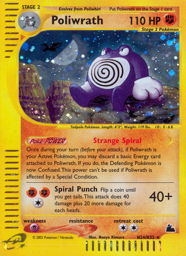E-Series Skyridge Holo Poliwrath #H24/H32