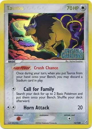 EX Crystal Guardians Tauros #12/100 reverse holo