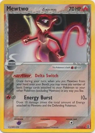 mewtwo ex holographic card EX Delta Species Mewtwo #12/113 reverse holo – Kaartenverzamelen.nl