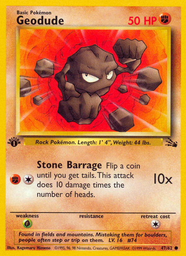 Fossil set Geodude #47/62 first edition
