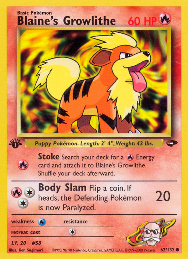 Gym Challenge Blaine's Growlithe #62/132 first edition