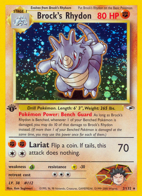 Gym Heroes Holo Brock's Rhydon #2/132 first edition