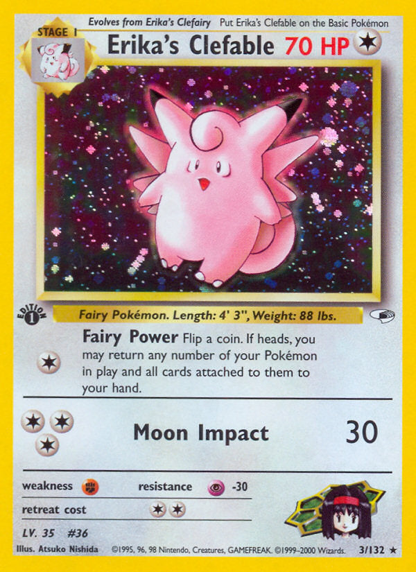 Gym Heroes Holo Erika's Clefable #3/132 first edition