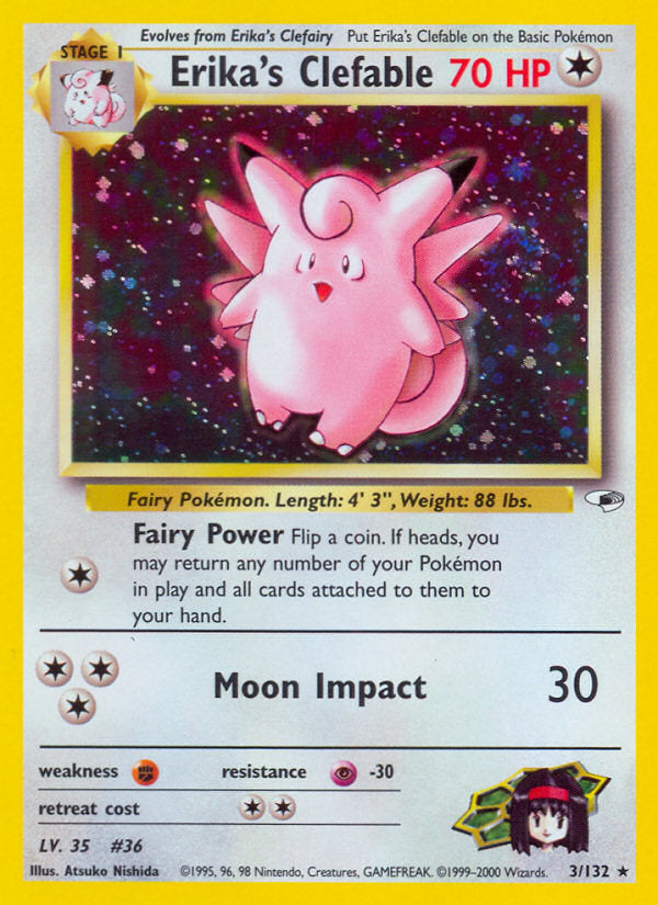 Gym Heroes Holo Erika's Clefable #3/132 unlimited