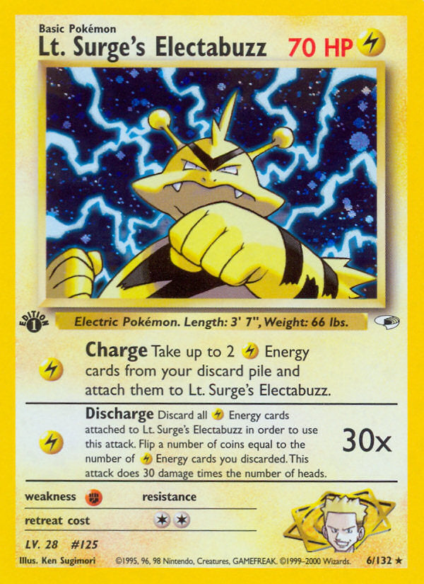 Gym Heroes Holo Lt. Surge's Electabuzz #6/132 first edition