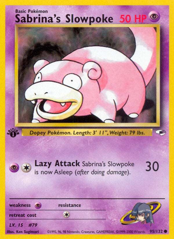 pokemon card sabrina Gym Heroes Sabrina's Slowpoke #95/132 first edition – Promo Card Type Gym Leader Sabrina's Alakazam Is