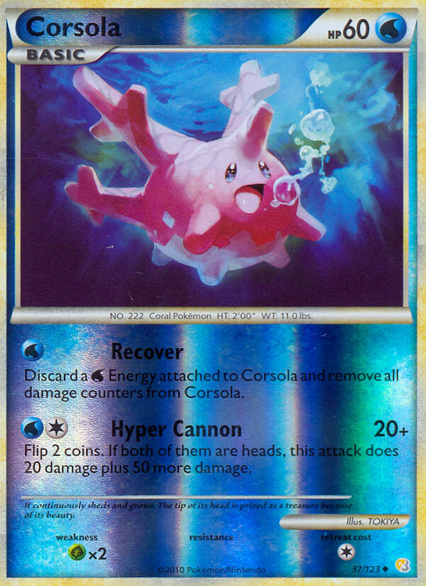 HeartGold SoulSilver Corsola #37/123 reverse holo