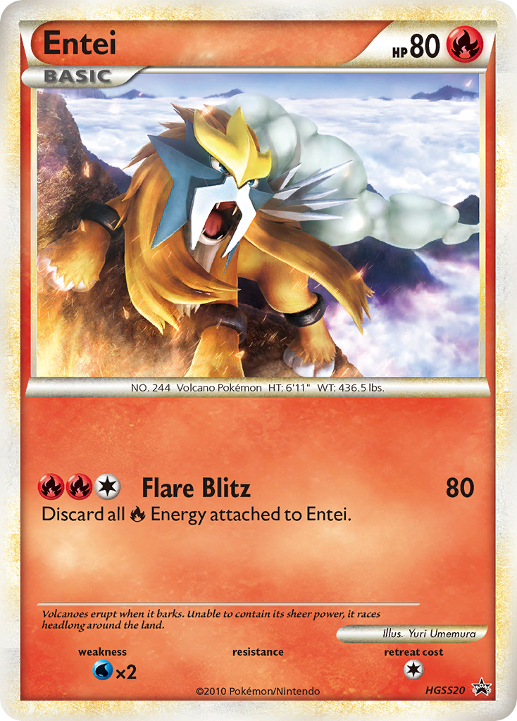 holographic entei pokemon card HeartGold SoulSilver Promos Holo Entei #20 – Kaartenverzamelen.nl