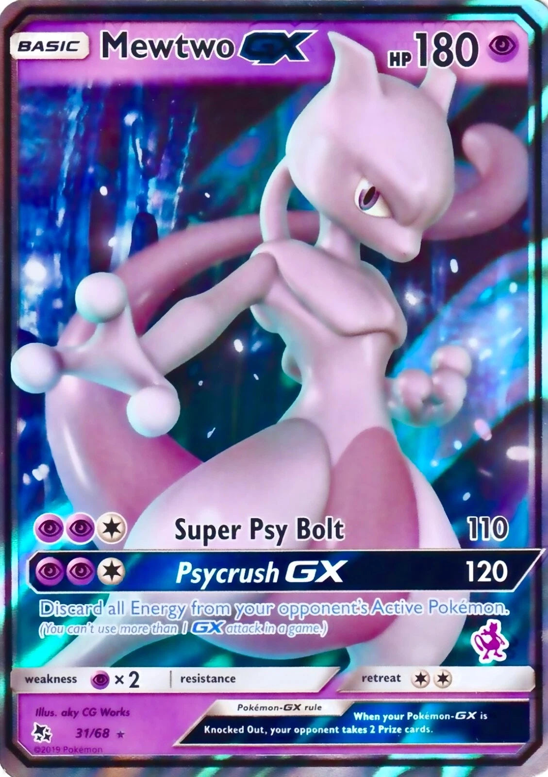 Hidden Fates Mewtwo GX #31 Battle Acadamy