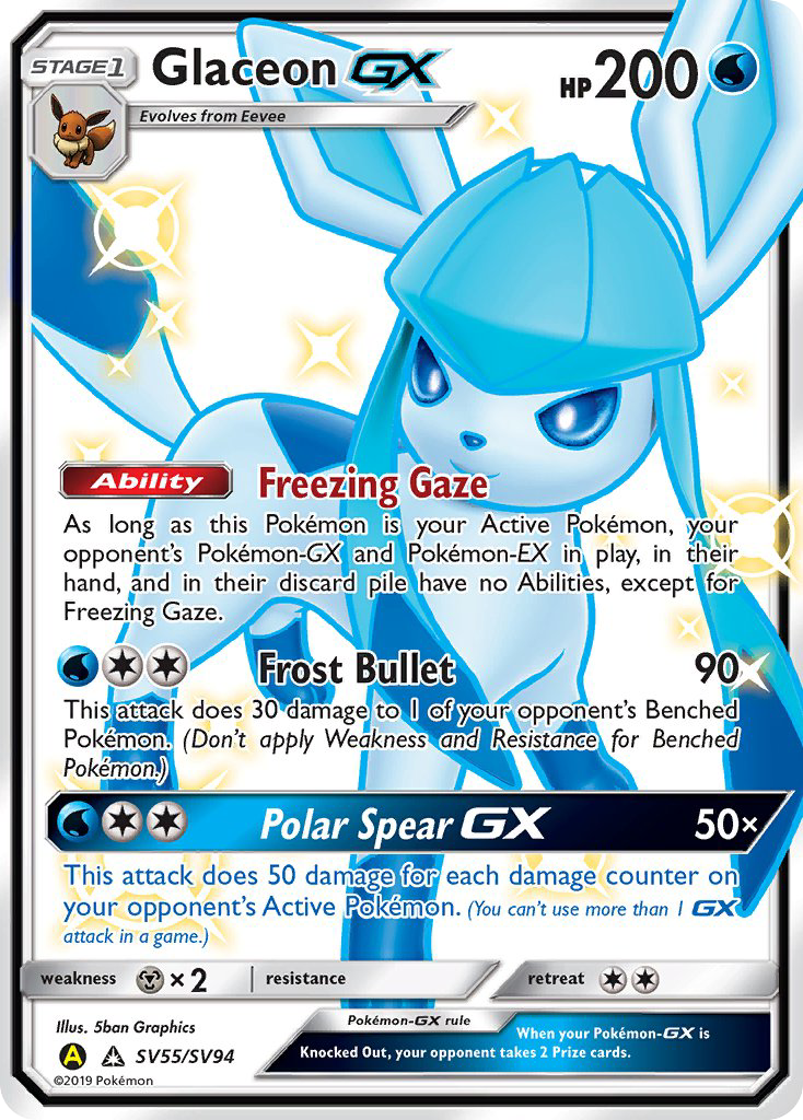 Hidden Fates Shiny Vault Glaceon GX SV55/SV94 –