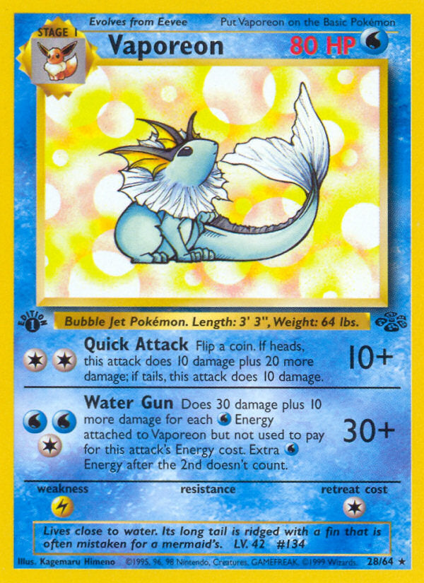 Jungle set Non Holo Vaporeon #28/64 first edition